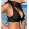 imageCUPSHE Womens Bikini Top V Neck Triangle Top Wide Straps Cross Back Lace upBlack