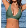 imageCUPSHE Womens Bikini Top V Neck Triangle Top Wide Straps Cross Back Lace upOlive Green