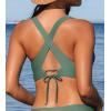 imageCUPSHE Womens Bikini Top V Neck Triangle Top Wide Straps Cross Back Lace upOlive Green