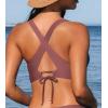 imageCUPSHE Womens Bikini Top V Neck Triangle Top Wide Straps Cross Back Lace upPale Mauve