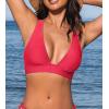 imageCUPSHE Womens Bikini Top V Neck Triangle Top Wide Straps Cross Back Lace upRed