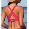 imageCUPSHE Womens Bikini Top V Neck Triangle Top Wide Straps Cross Back Lace upRed