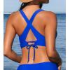 imageCUPSHE Womens Bikini Top V Neck Triangle Top Wide Straps Cross Back Lace upRoyal Blue