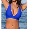 imageCUPSHE Womens Bikini Top V Neck Triangle Top Wide Straps Cross Back Lace upRoyal Blue