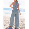 imageCUPSHE Womens Casual Loose Overalls Jumpsuits High Neck Sleeveless Wide Leg Boho One Piece Rompers With PocketsBlue