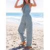 imageCUPSHE Womens Casual Loose Overalls Jumpsuits High Neck Sleeveless Wide Leg Boho One Piece Rompers With PocketsBlue
