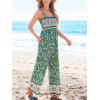 imageCUPSHE Womens Jumpsuit Square Neck Floral Wide Leg Pants Smocked Sleeveless High Waist Casual Summer Outfits RomperGreen