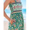 imageCUPSHE Womens Jumpsuit Square Neck Floral Wide Leg Pants Smocked Sleeveless High Waist Casual Summer Outfits RomperGreen