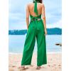 imageCUPSHE Womens Jumpsuit V Neck Sleeveless Cutout Wide leg High Waist Casual Summer Outfits PartyGreen