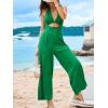 imageCUPSHE Womens Jumpsuit V Neck Sleeveless Cutout Wide leg High Waist Casual Summer Outfits PartyGreen