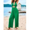 imageCUPSHE Womens Jumpsuit V Neck Sleeveless Cutout Wide leg High Waist Casual Summer Outfits PartyGreen