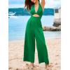 imageCUPSHE Womens Jumpsuit V Neck Sleeveless Cutout Wide leg High Waist Casual Summer Outfits PartyGreen