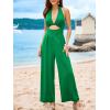 imageCUPSHE Womens Jumpsuit V Neck Sleeveless Cutout Wide leg High Waist Casual Summer Outfits PartyGreen