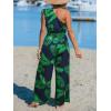 imageCUPSHE Womens Jumpsuits Sleeveless Floral One Shoulder Wide Leg Long Pants 2025 Trendy Travel Outfit PocketBlue