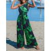 imageCUPSHE Womens Jumpsuits Sleeveless Floral One Shoulder Wide Leg Long Pants 2025 Trendy Travel Outfit PocketBlue