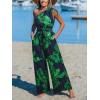 imageCUPSHE Womens Jumpsuits Sleeveless Floral One Shoulder Wide Leg Long Pants 2025 Trendy Travel Outfit PocketBlue