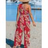 imageCUPSHE Womens Jumpsuits Sleeveless Floral One Shoulder Wide Leg Long Pants 2025 Trendy Travel Outfit PocketRed