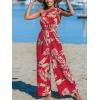 imageCUPSHE Womens Jumpsuits Sleeveless Floral One Shoulder Wide Leg Long Pants 2025 Trendy Travel Outfit PocketRed