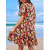 imageCUPSHE Womens Mini Dress V Neck Tropical Short Sleeve Loose Fit Ruffled Short Summer Beach DressBlack Printed