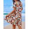 imageCUPSHE Womens Mini Dress V Neck Tropical Short Sleeve Loose Fit Ruffled Short Summer Beach DressBlack Tropical