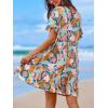 imageCUPSHE Womens Mini Dress V Neck Tropical Short Sleeve Loose Fit Ruffled Short Summer Beach DressPink Tropical