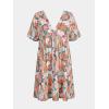 imageCUPSHE Womens Mini Dress V Neck Tropical Short Sleeve Loose Fit Ruffled Short Summer Beach DressPink Tropical