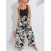 imageCUPSHE Womens Romper Square Neck Sleeveless Belted Pocket Wide leg Maxi Outfit Casual DressyBlack