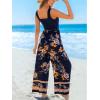 imageCUPSHE Womens Romper Square Neck Sleeveless Belted Pocket Wide leg Maxi Outfit Casual DressyNavy