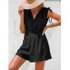 imageCUPSHE Womens Romper V Neck Sleeveless Soild Jumpsuit High Waist Elastic Casual Summer Beach Outfit Casual VacationBlack