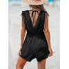 imageCUPSHE Womens Romper V Neck Sleeveless Soild Jumpsuit High Waist Elastic Casual Summer Beach Outfit Casual VacationBlack