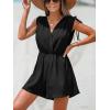 imageCUPSHE Womens Romper V Neck Sleeveless Soild Jumpsuit High Waist Elastic Casual Summer Beach Outfit Casual VacationBlack