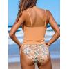 imageCUPSHE Womens Tankini Set Two Piece Swimsuit Ruched Drawstring Bathing Suits with High Waisted Bottom RibApricot Floral