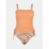 imageCUPSHE Womens Tankini Set Two Piece Swimsuit Ruched Drawstring Bathing Suits with High Waisted Bottom RibApricot Floral