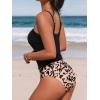 imageCUPSHE Womens Tankini Set Two Piece Swimsuit Ruched Drawstring Bathing Suits with High Waisted Bottom RibBlack Leopard
