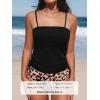 imageCUPSHE Womens Tankini Set Two Piece Swimsuit Ruched Drawstring Bathing Suits with High Waisted Bottom RibBlack Leopard