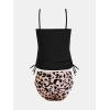 imageCUPSHE Womens Tankini Set Two Piece Swimsuit Ruched Drawstring Bathing Suits with High Waisted Bottom RibBlack Leopard
