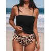 imageCUPSHE Womens Tankini Set Two Piece Swimsuit Ruched Drawstring Bathing Suits with High Waisted Bottom RibBlack Leopard