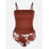 imageCUPSHE Womens Tankini Set Two Piece Swimsuit Ruched Drawstring Bathing Suits with High Waisted Bottom RibBrick Red Floral