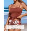 imageCUPSHE Womens Tankini Set Two Piece Swimsuit Ruched Drawstring Bathing Suits with High Waisted Bottom RibBrick Red Floral