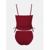 imageCUPSHE Womens Tankini Set Two Piece Swimsuit Ruched Drawstring Bathing Suits with High Waisted Bottom RibDark Red