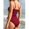 imageCUPSHE Womens Tankini Set Two Piece Swimsuit Ruched Drawstring Bathing Suits with High Waisted Bottom RibDark Red