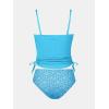 imageCUPSHE Womens Tankini Set Two Piece Swimsuit Ruched Drawstring Bathing Suits with High Waisted Bottom RibSky Blue Floral