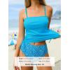 imageCUPSHE Womens Tankini Set Two Piece Swimsuit Ruched Drawstring Bathing Suits with High Waisted Bottom RibSky Blue Floral