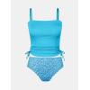 imageCUPSHE Womens Tankini Set Two Piece Swimsuit Ruched Drawstring Bathing Suits with High Waisted Bottom RibSky Blue Floral
