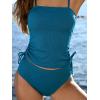 imageCUPSHE Womens Tankini Set Two Piece Swimsuit Ruched Drawstring Bathing Suits with High Waisted Bottom RibTeal