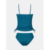 imageCUPSHE Womens Tankini Set Two Piece Swimsuit Ruched Drawstring Bathing Suits with High Waisted Bottom RibTeal