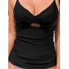 imageCUPSHE Womens Tankini Sets Two Piece Swimsuit V Neck Cutout Ruched Back Hook Front Wrap Mid Rise Reversible BottomBlackStripes
