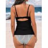 imageCUPSHE Womens Tankini Sets Two Piece Swimsuit V Neck Cutout Ruched Back Hook Front Wrap Mid Rise Reversible BottomBlackStripes