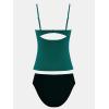 imageCUPSHE Womens Tankini Sets Two Piece Swimsuit V Neck Cutout Ruched Back Hook Front Wrap Mid Rise Reversible BottomDeep GreenBlack
