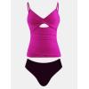 imageCUPSHE Womens Tankini Sets Two Piece Swimsuit V Neck Cutout Ruched Back Hook Front Wrap Mid Rise Reversible BottomMagentaBlack